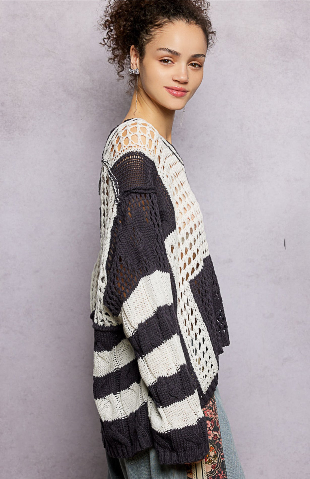 Colorblock/Stripe Knit Sweater