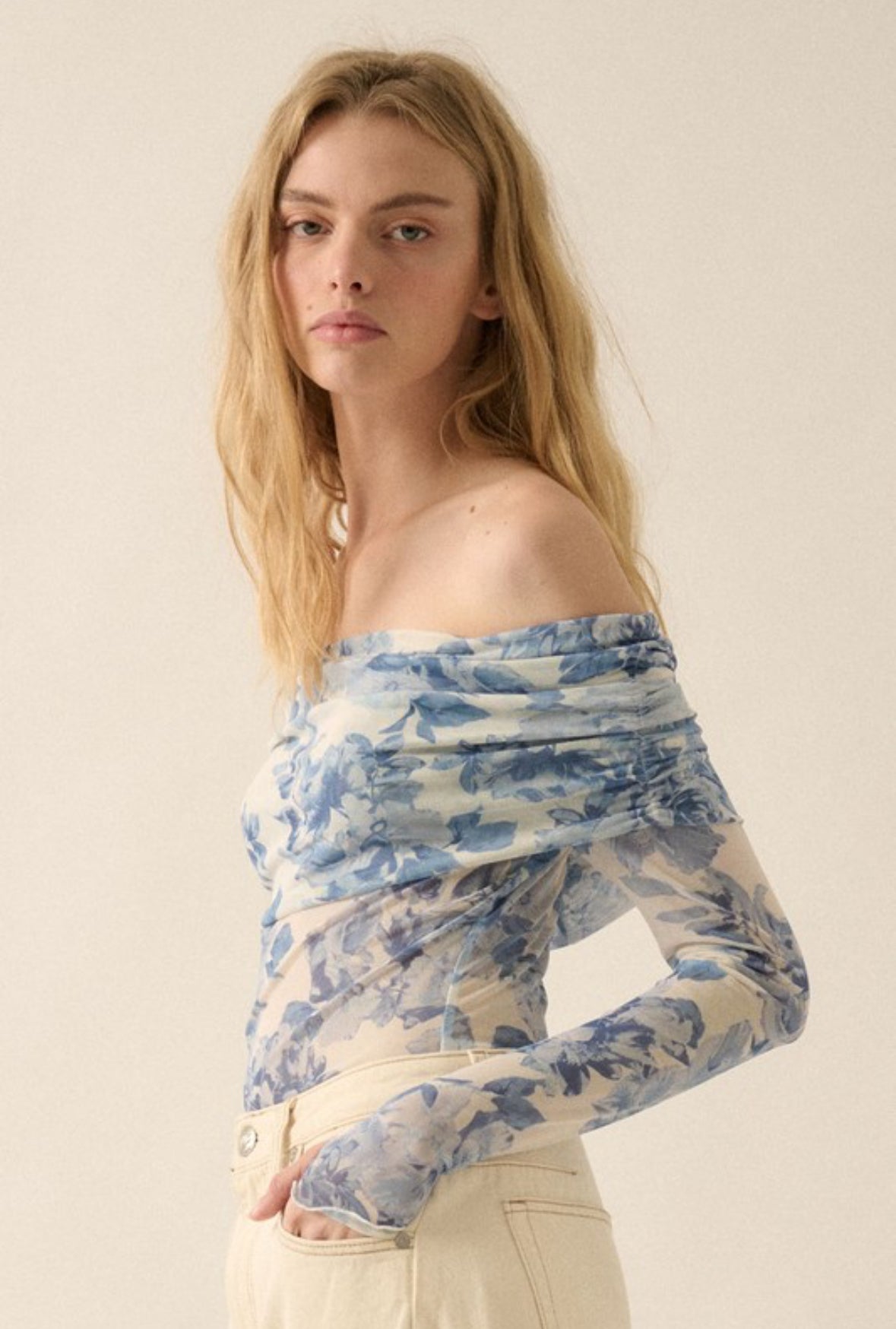 Floral Mesh Off the shoulder Bodysuit
