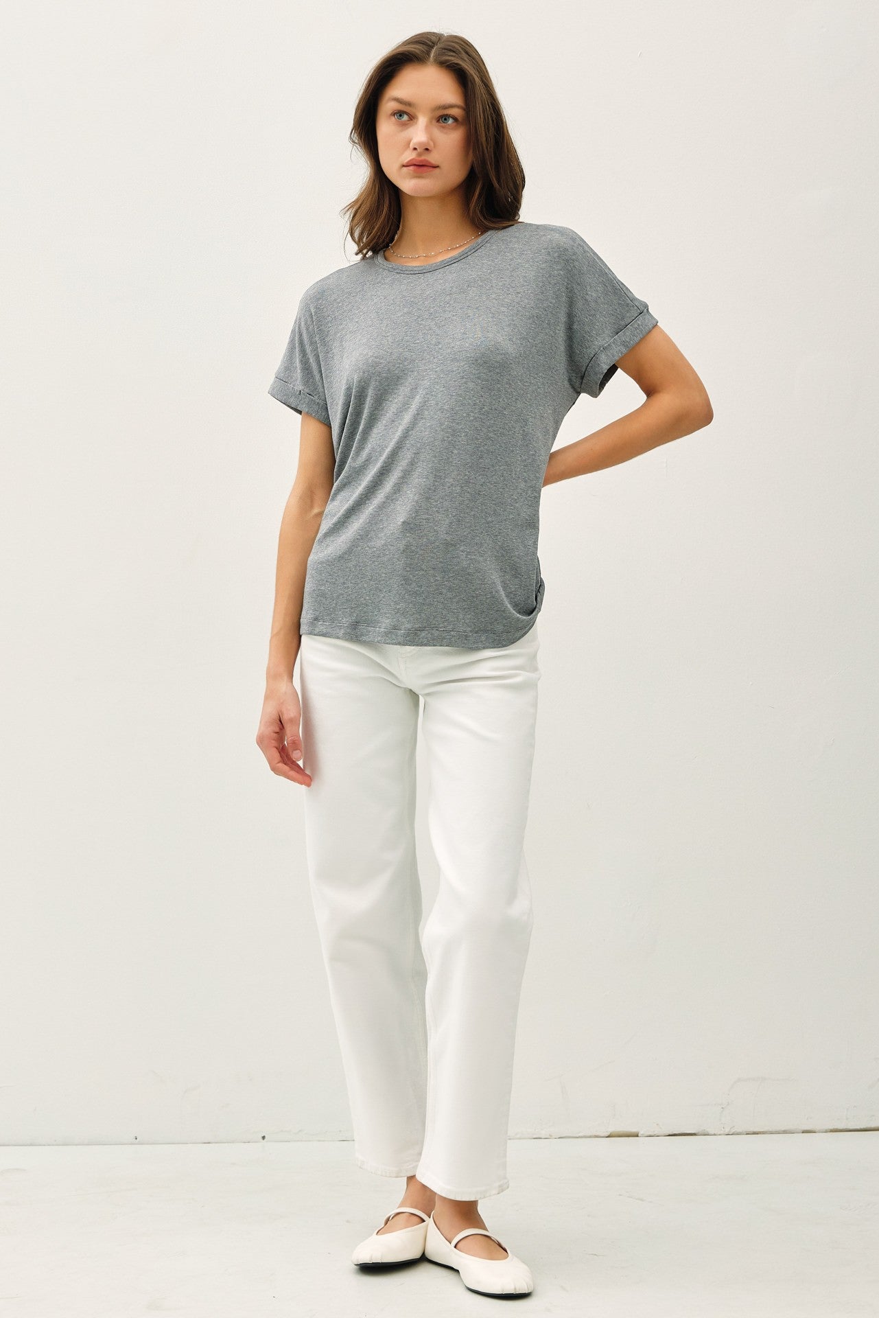 BASIC TEE - HEATHER GREY