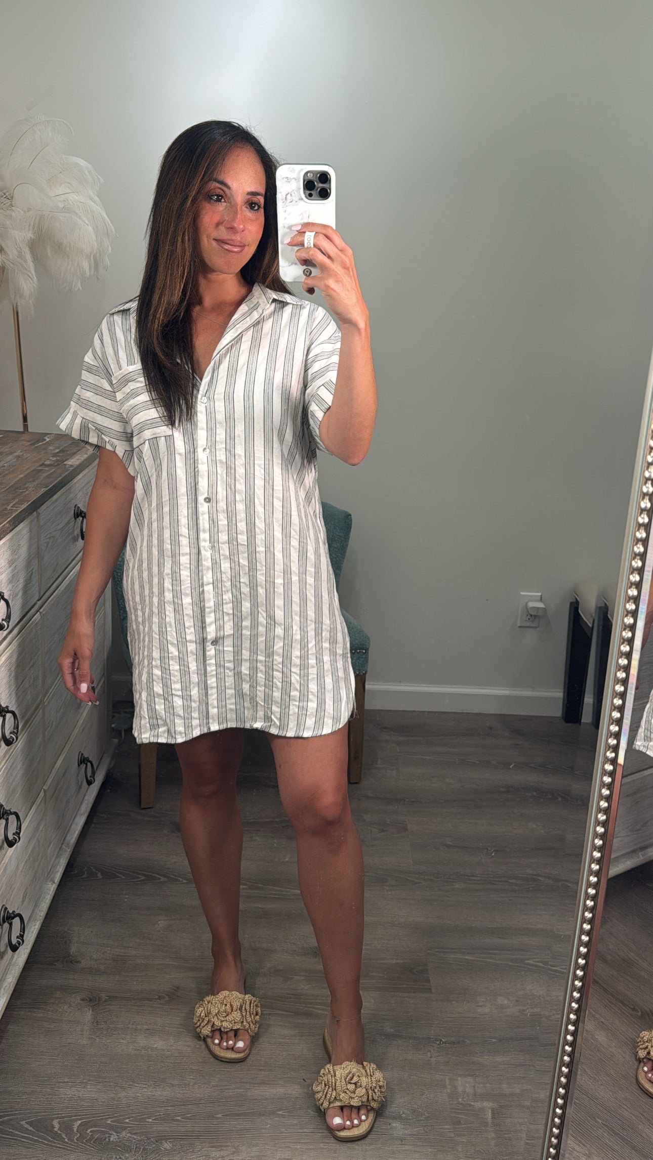 Natural Stripe Shirt Dress