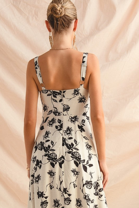 Floral Print Dress With Contrast Binding