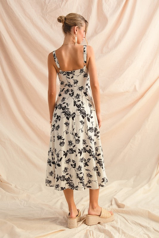 Floral Print Dress With Contrast Binding