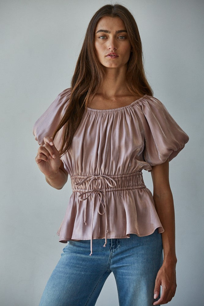Belle Ribbon Tie Peplum Top