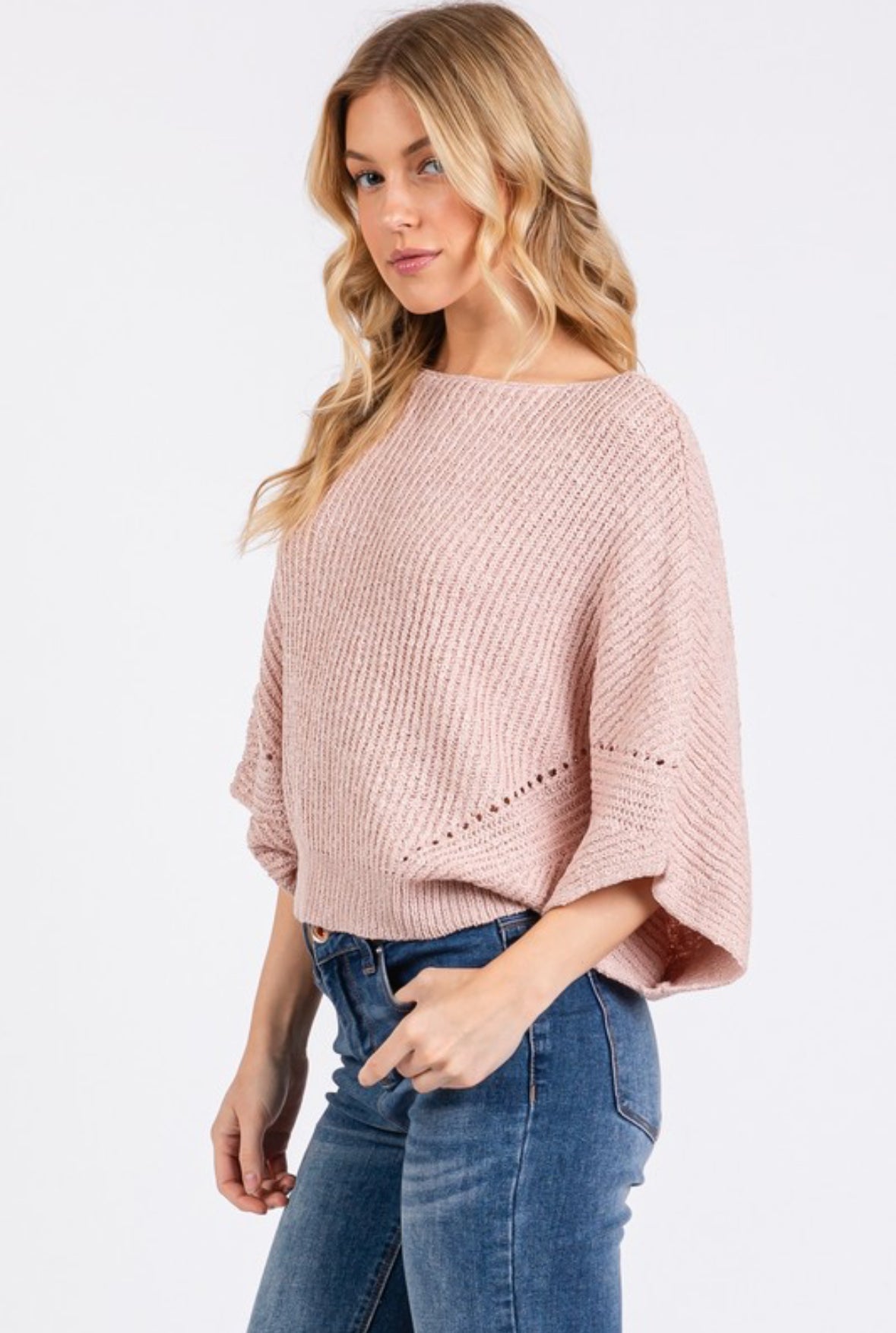 Blush Knit Dolman Sleeve Top