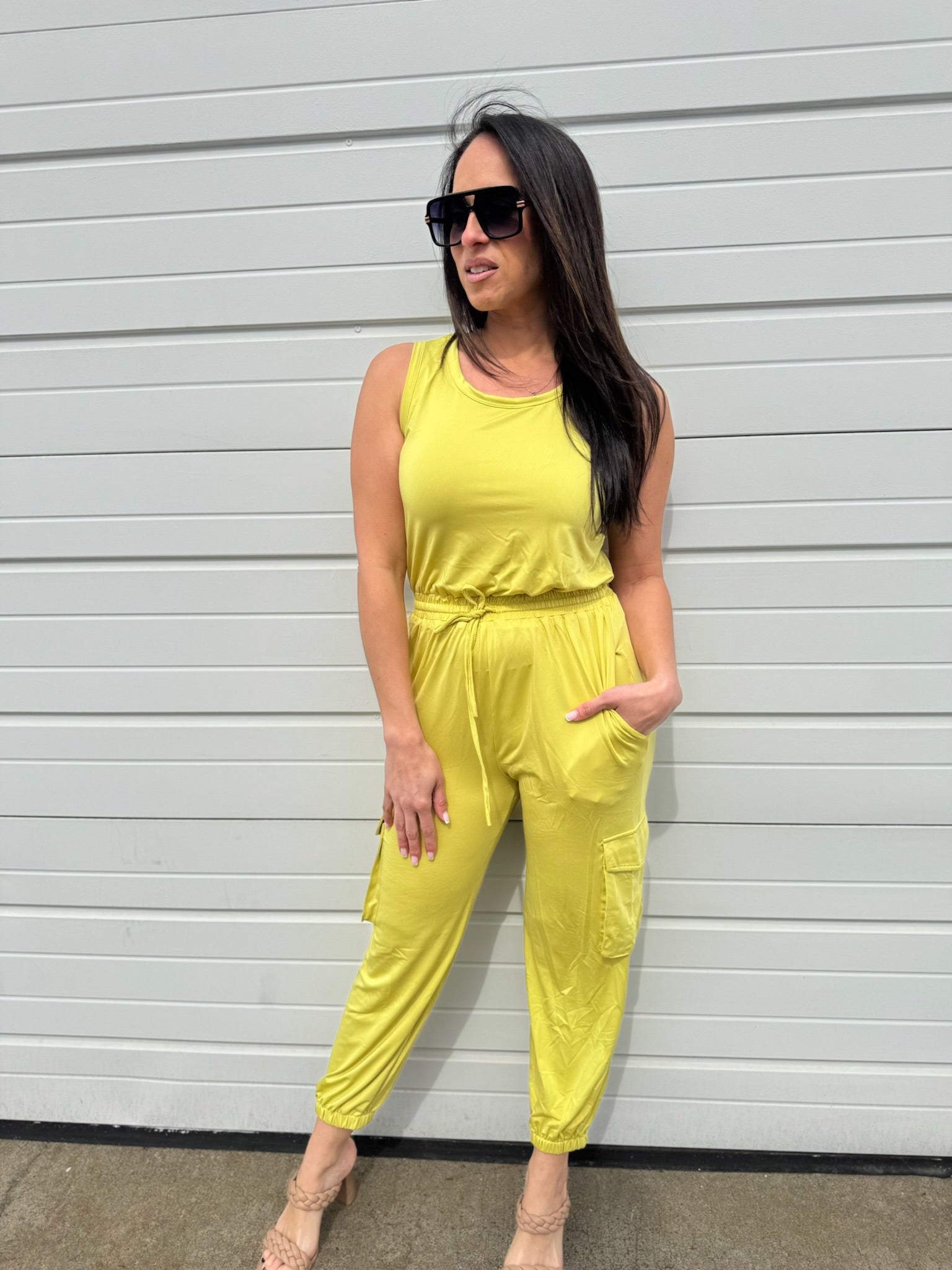 Lime cargo jumpsuit