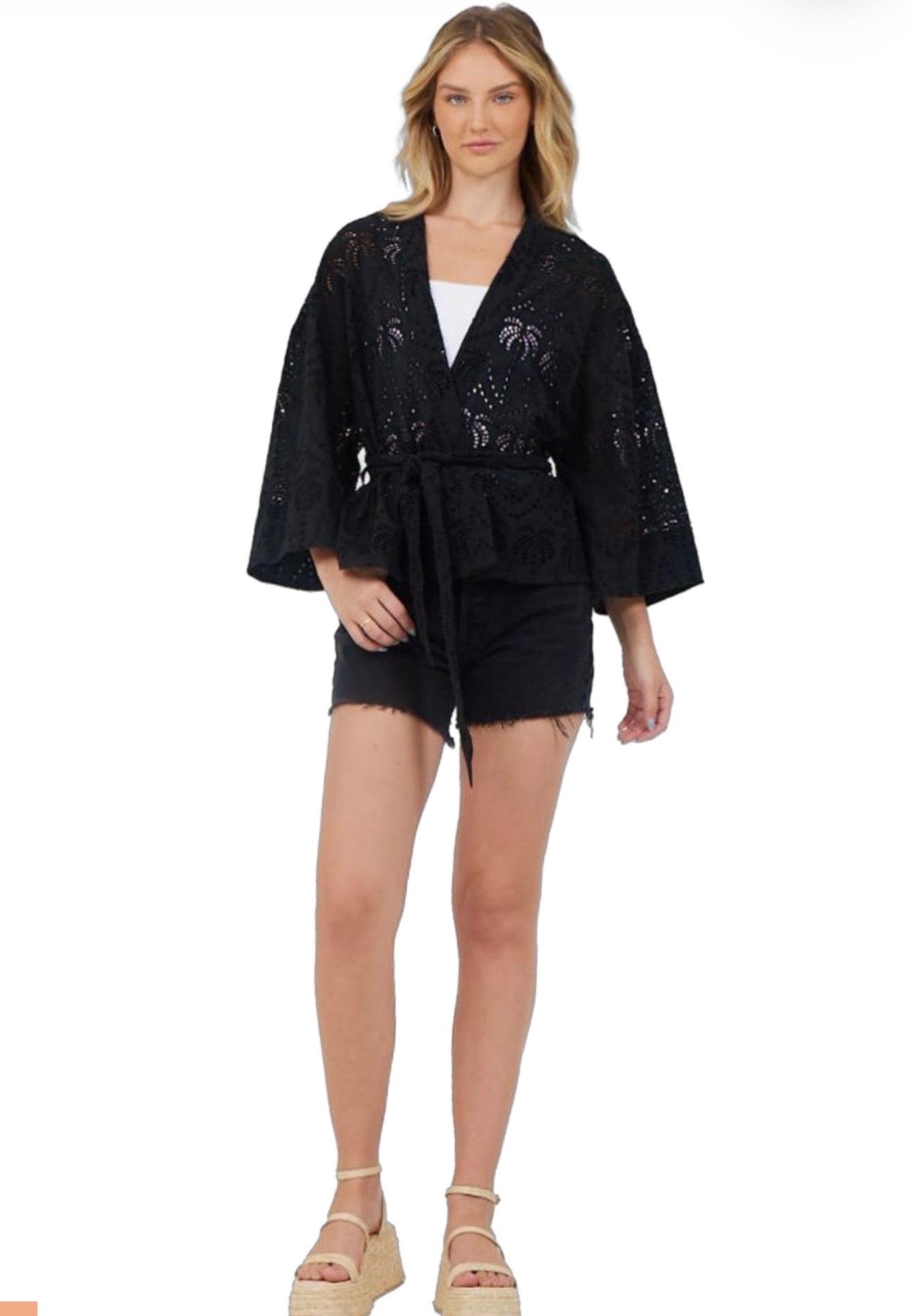 Eyelet Kimono Blouse