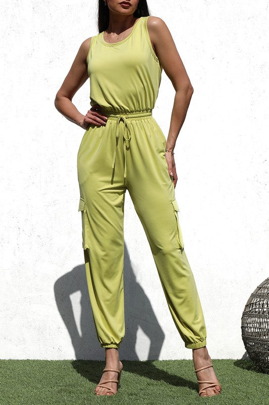Lime cargo jumpsuit