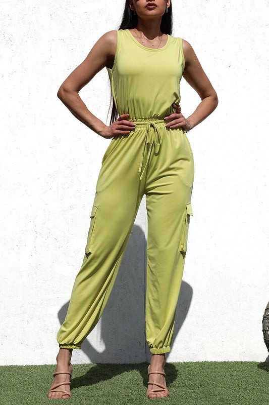 Lime cargo jumpsuit
