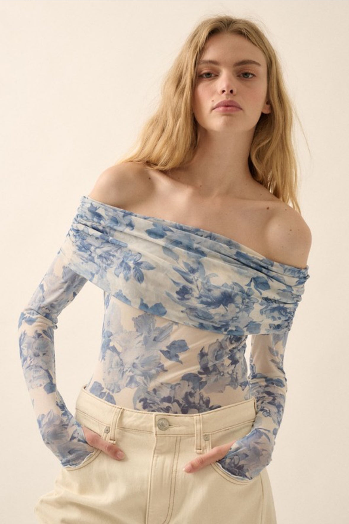 Floral Mesh Off the shoulder Bodysuit