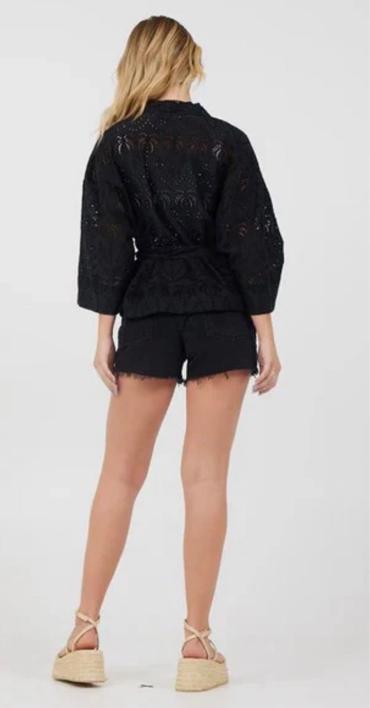 Eyelet Kimono Blouse