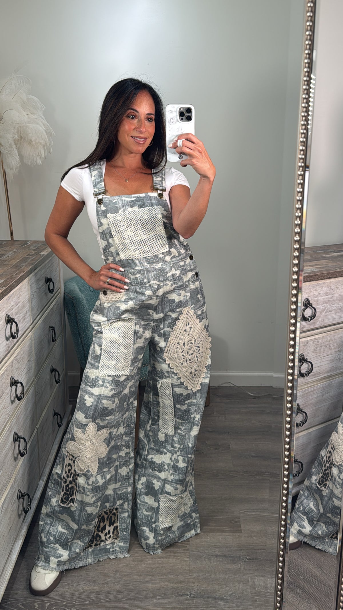 Almond Camo Patchwork Overall