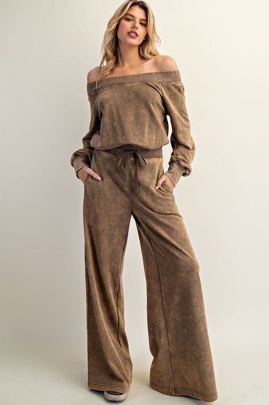 Soft Washed Off The Shoulder Jumpsuit