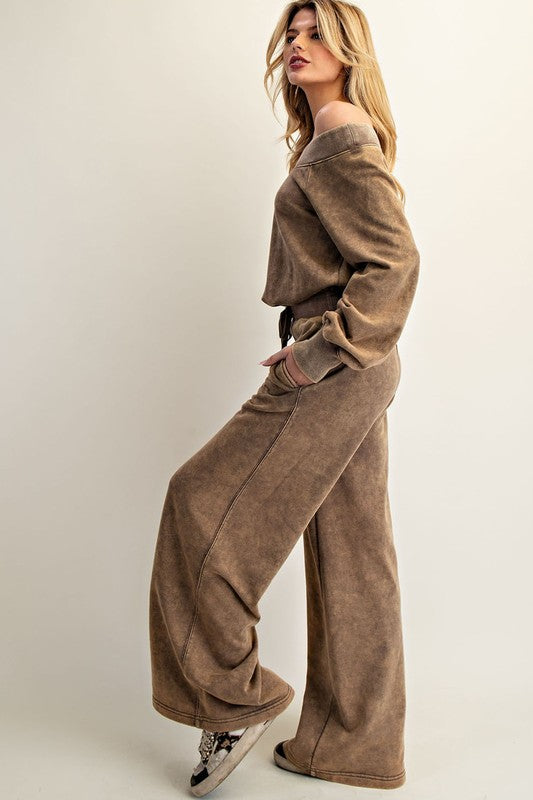 Soft Washed Off The Shoulder Jumpsuit