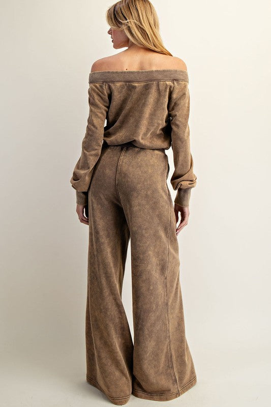 Soft Washed Off The Shoulder Jumpsuit