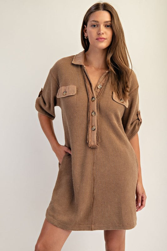 Washed Waffle Knit Dress
