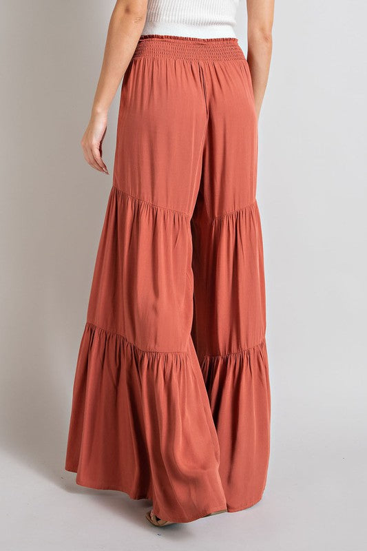 Salmon Tiered Wide Leg Pants