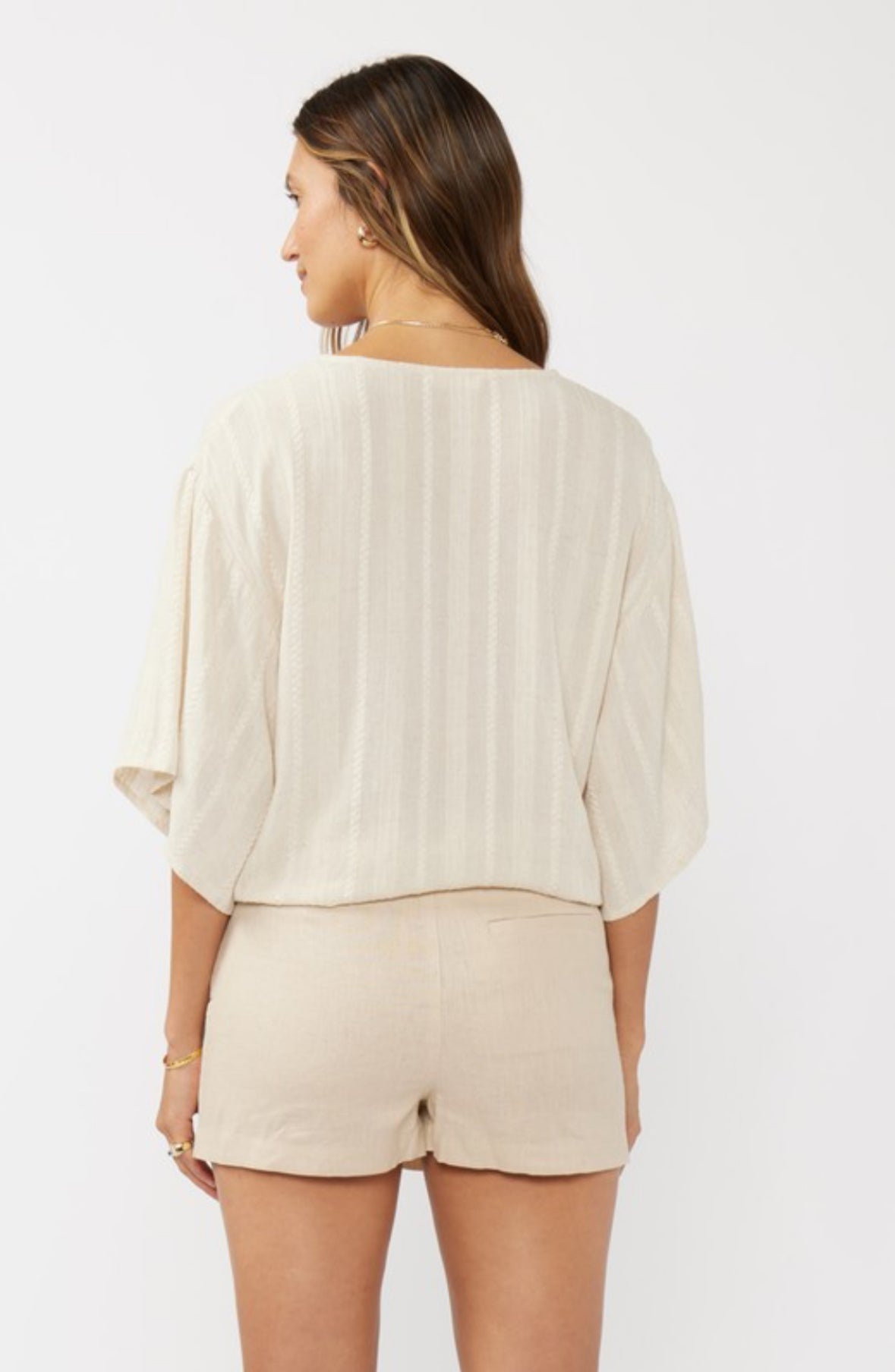 V Neck Tie Front Blouse