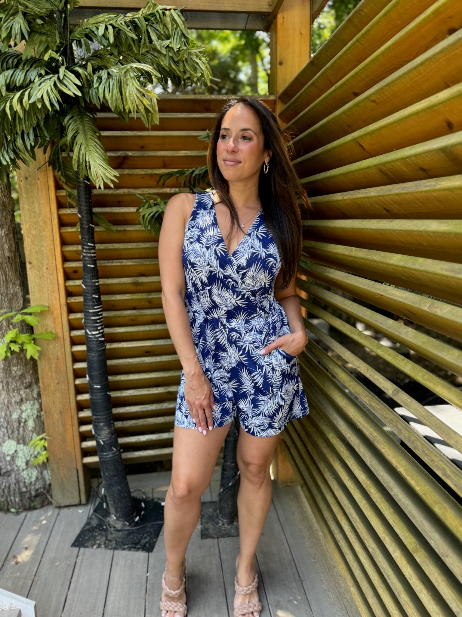 Navy Faux Wrap Romper