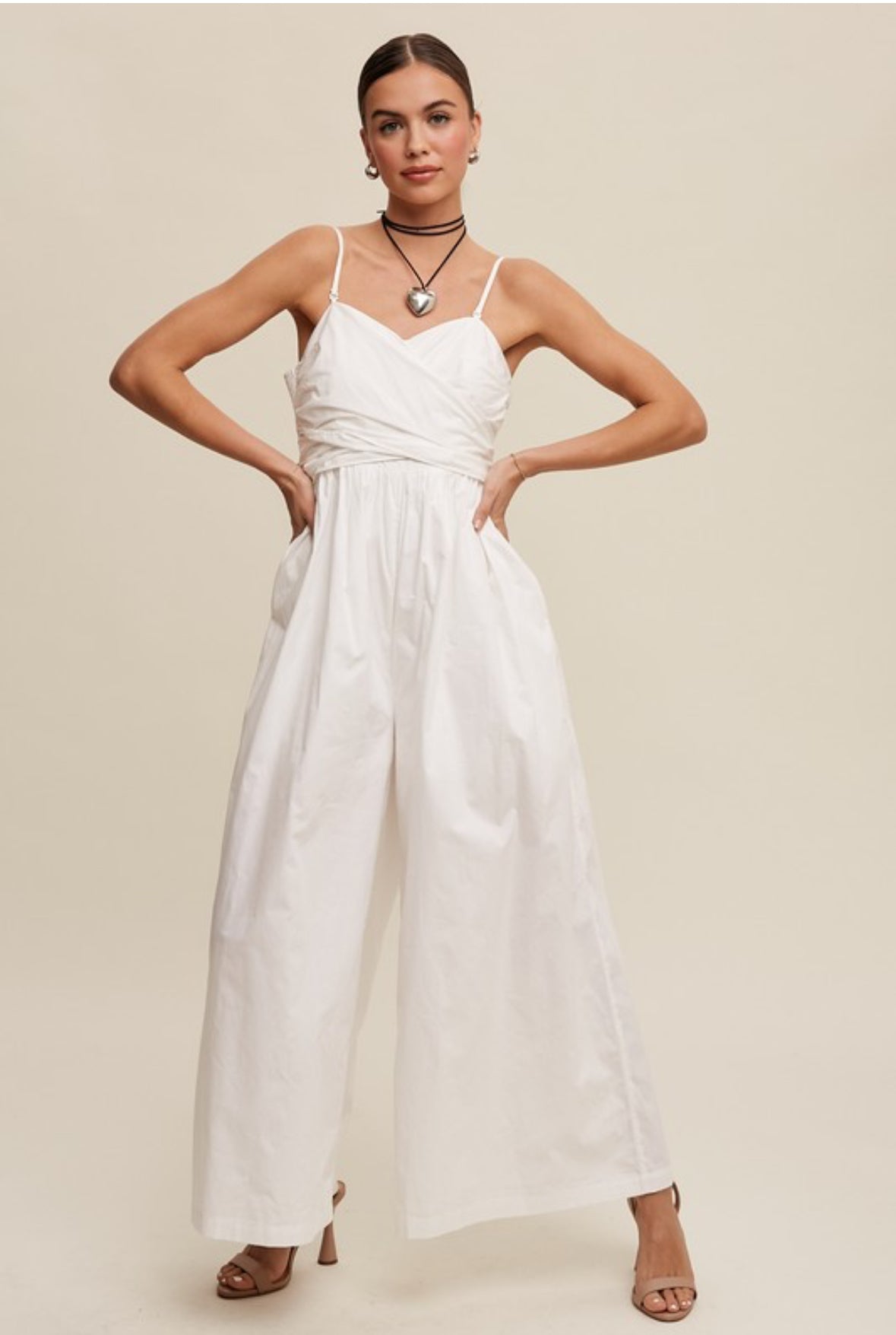 Wide Leg Tie Back Jumpsuit