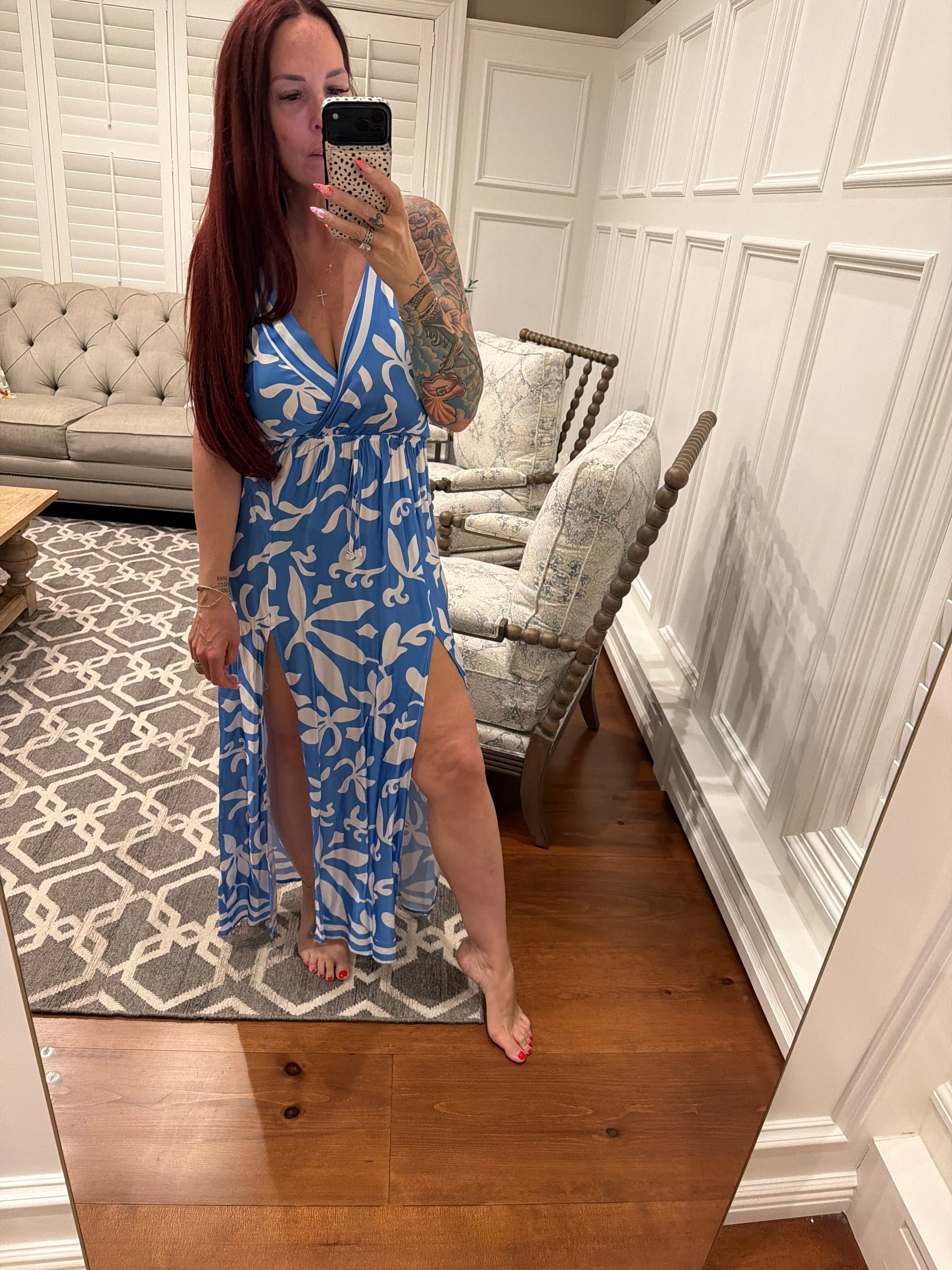 Blue Satin Maxi