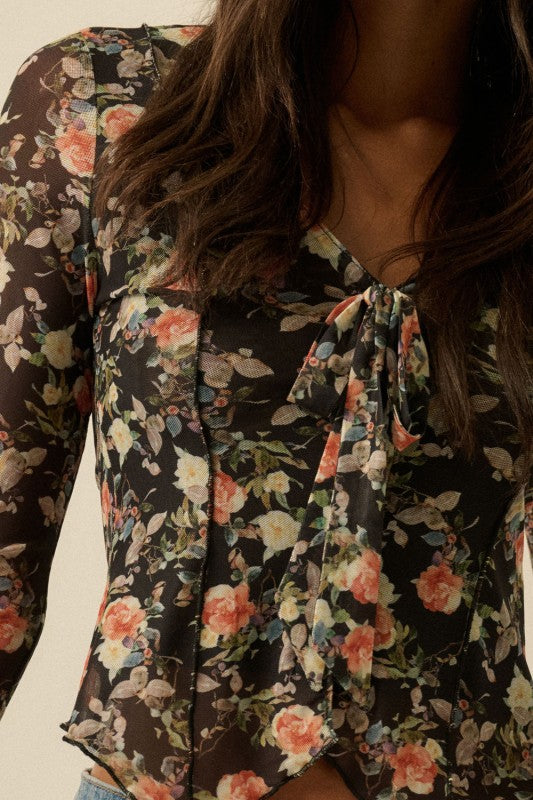Floral Print Bell Sleeve Top