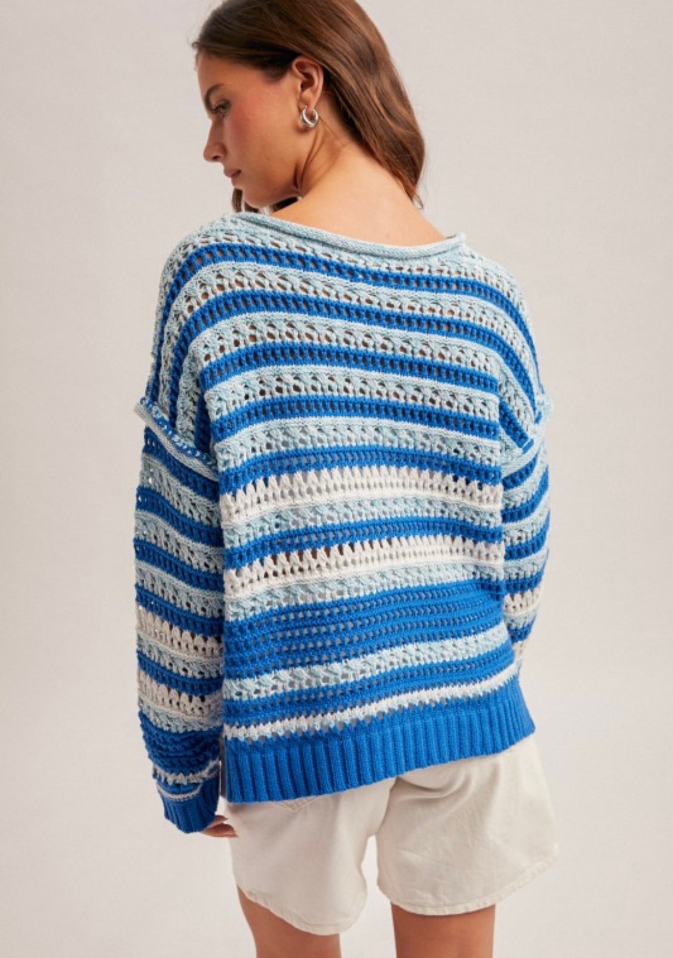 Boatneck Open Knit Sweater