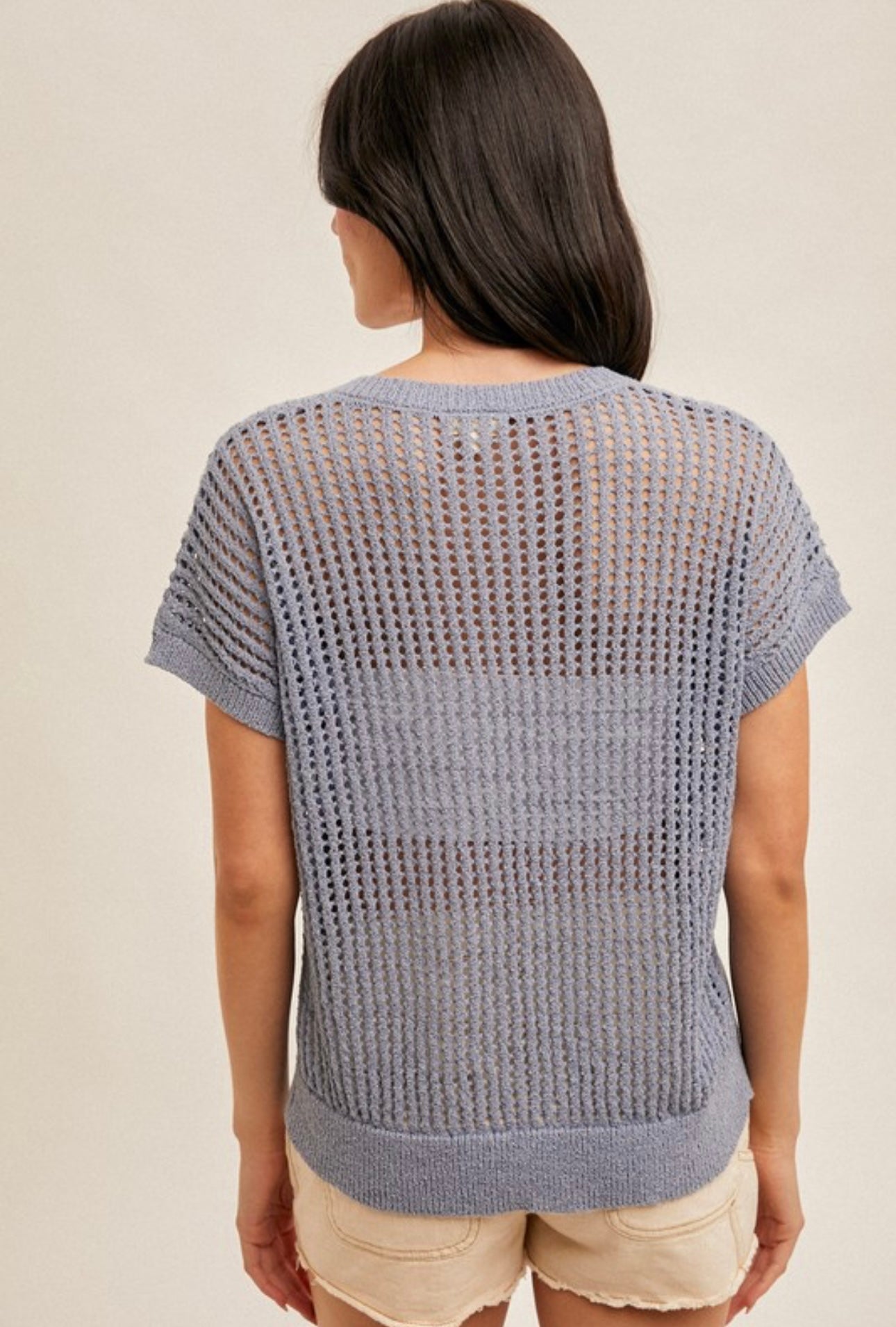 Crochet Detail V Neck Knit