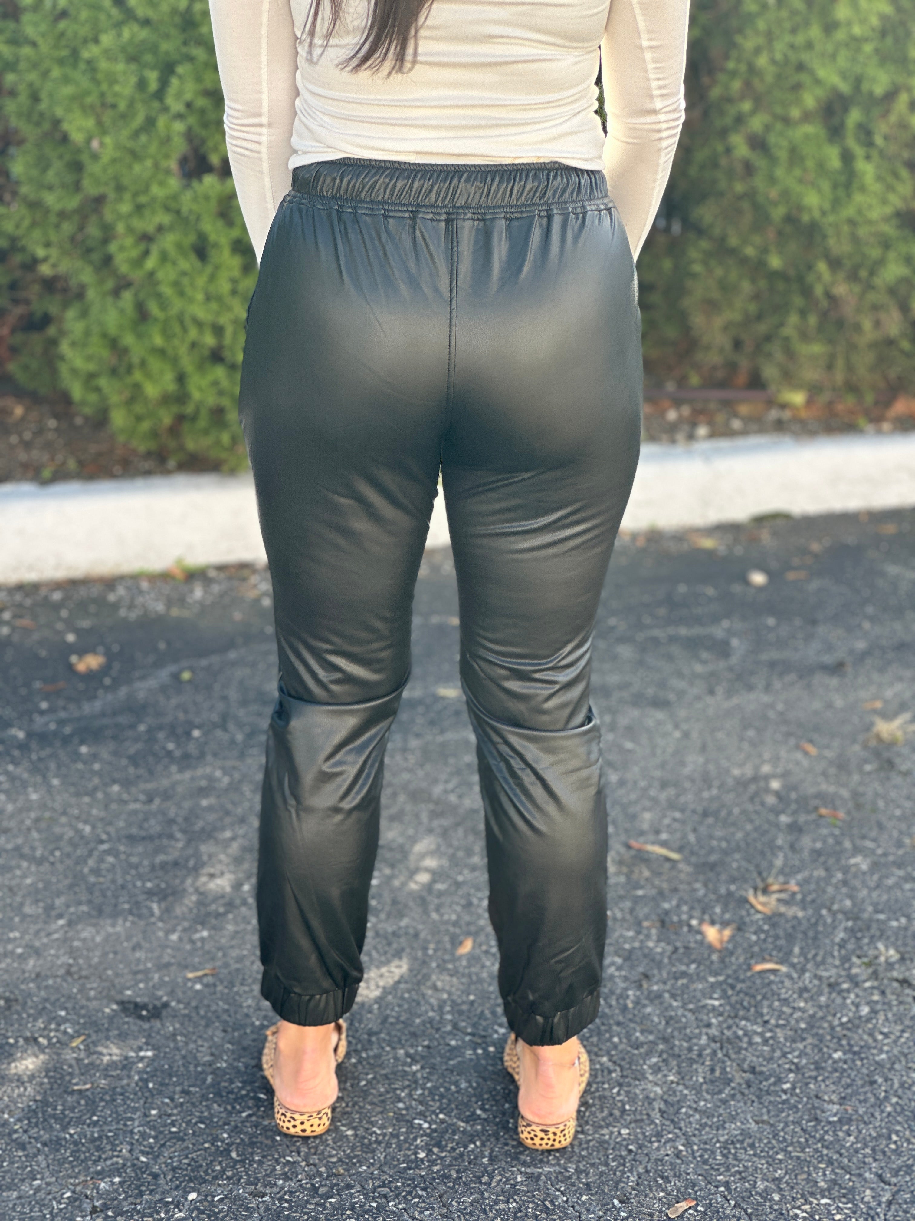 Faux Leather Jogger Pants