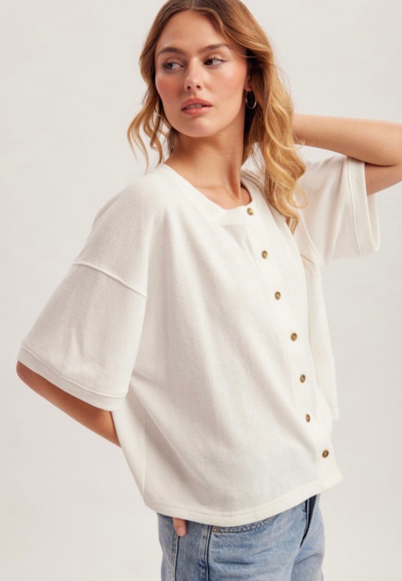 Boxy Button Down Tee
