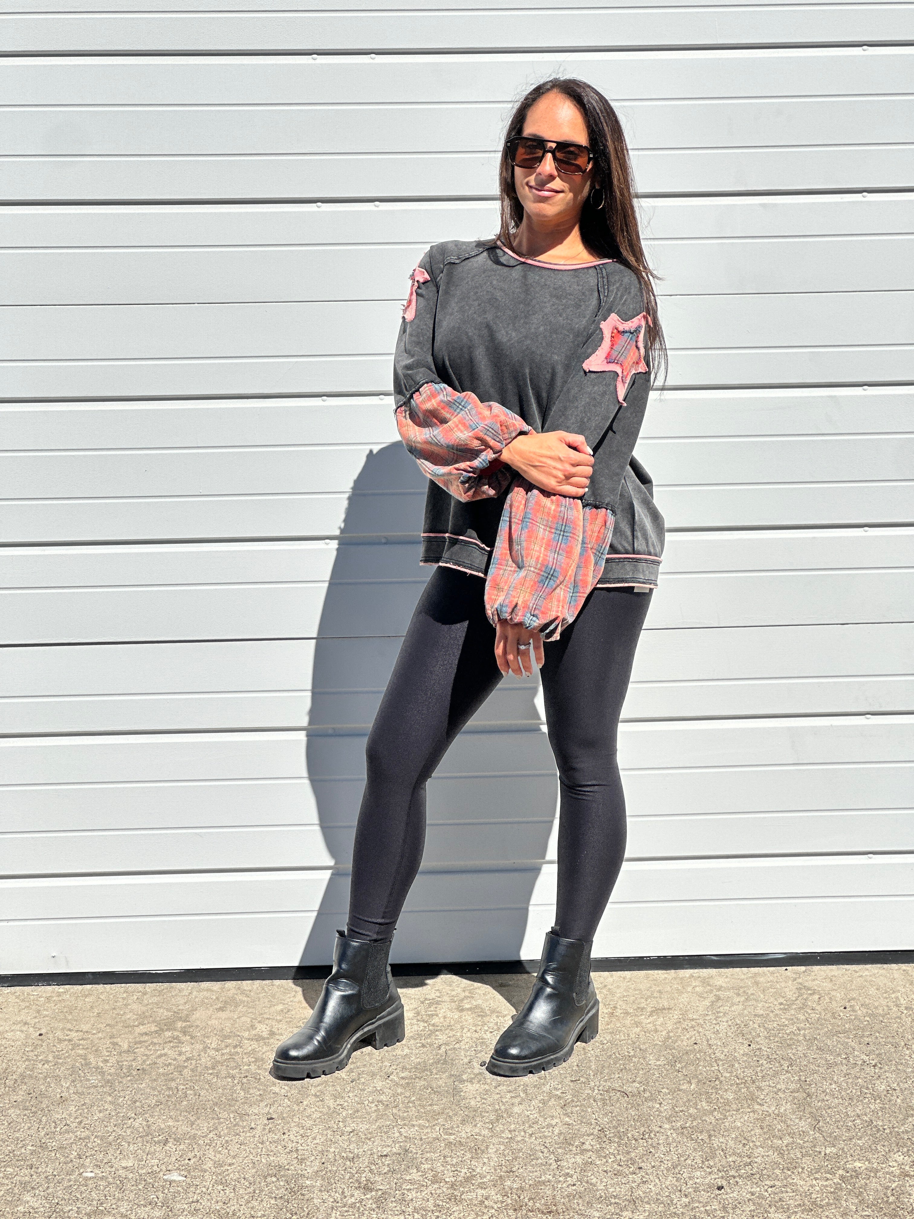 Mineral Wash Star Patch Pullover