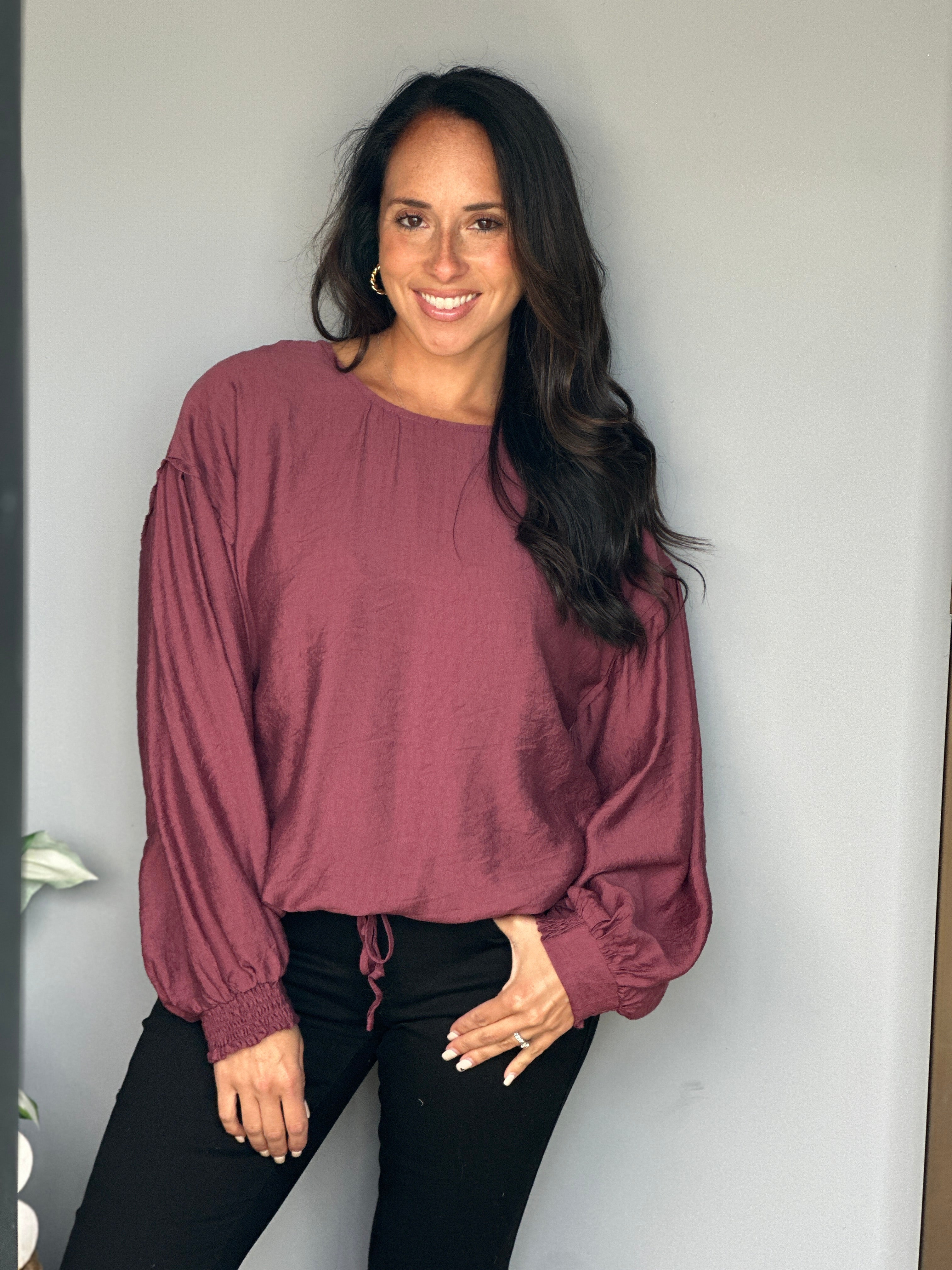 Merlot Tie Waist Top