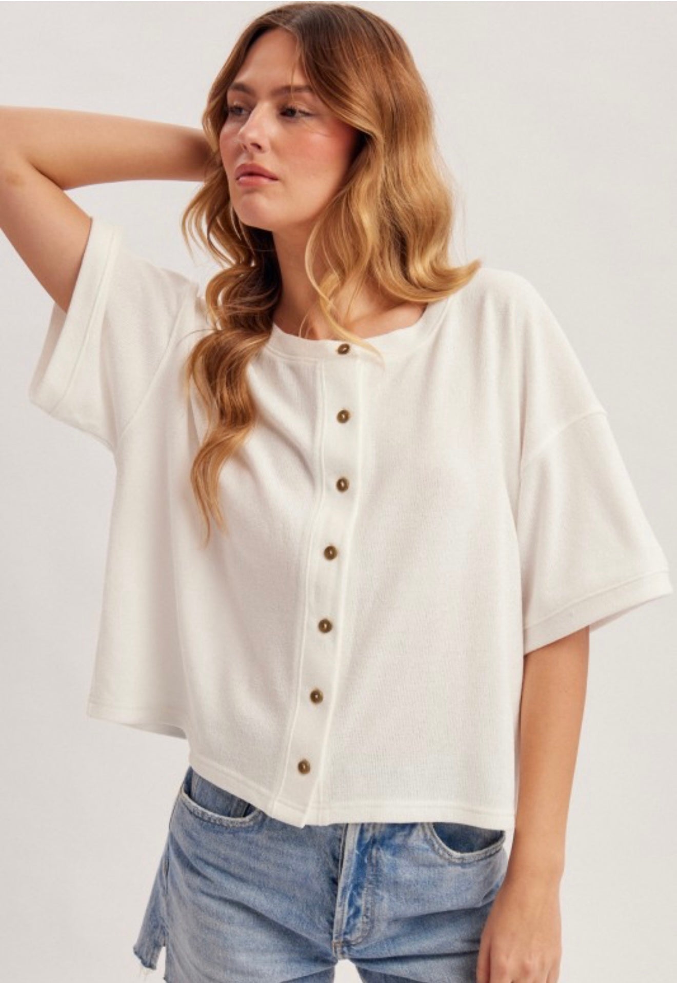 Boxy Button Down Tee