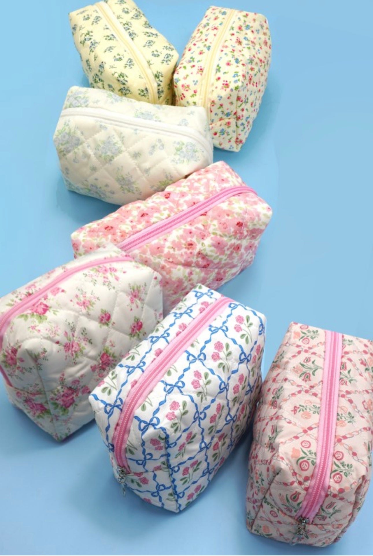Floral Toile Pattern Makeup Cosmetic Pouch Bag