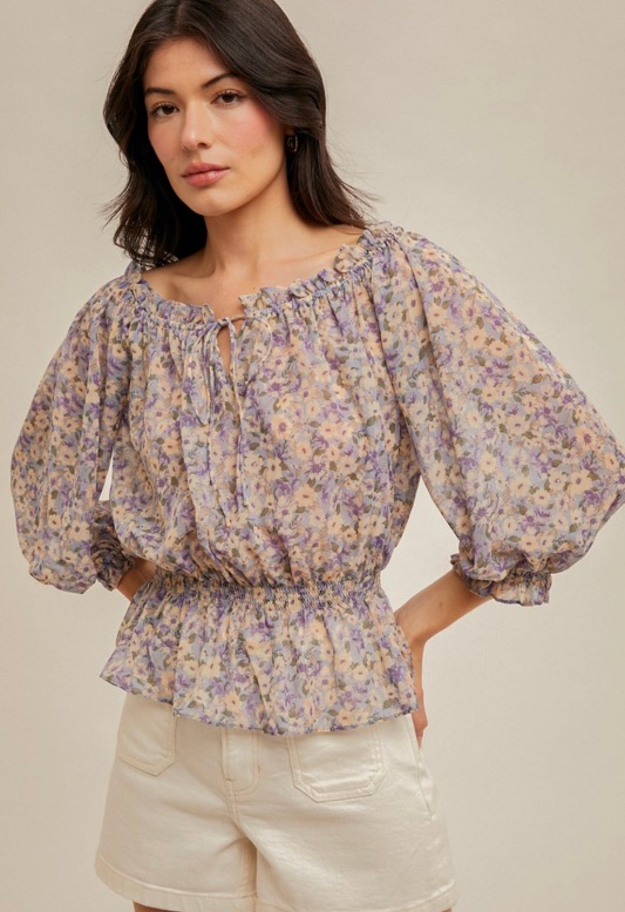 Lavender Floral Top