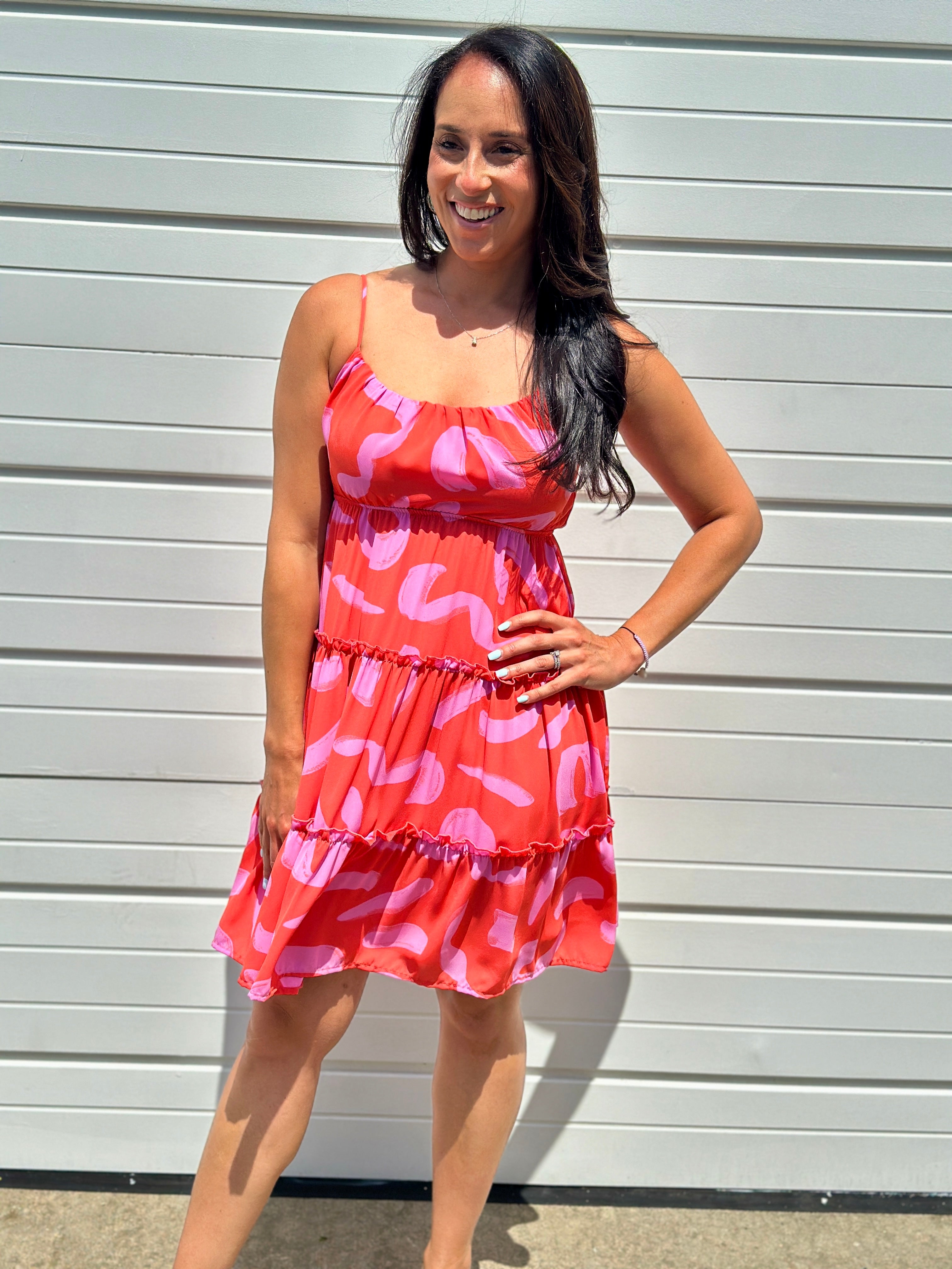 Coral Tiered Dress