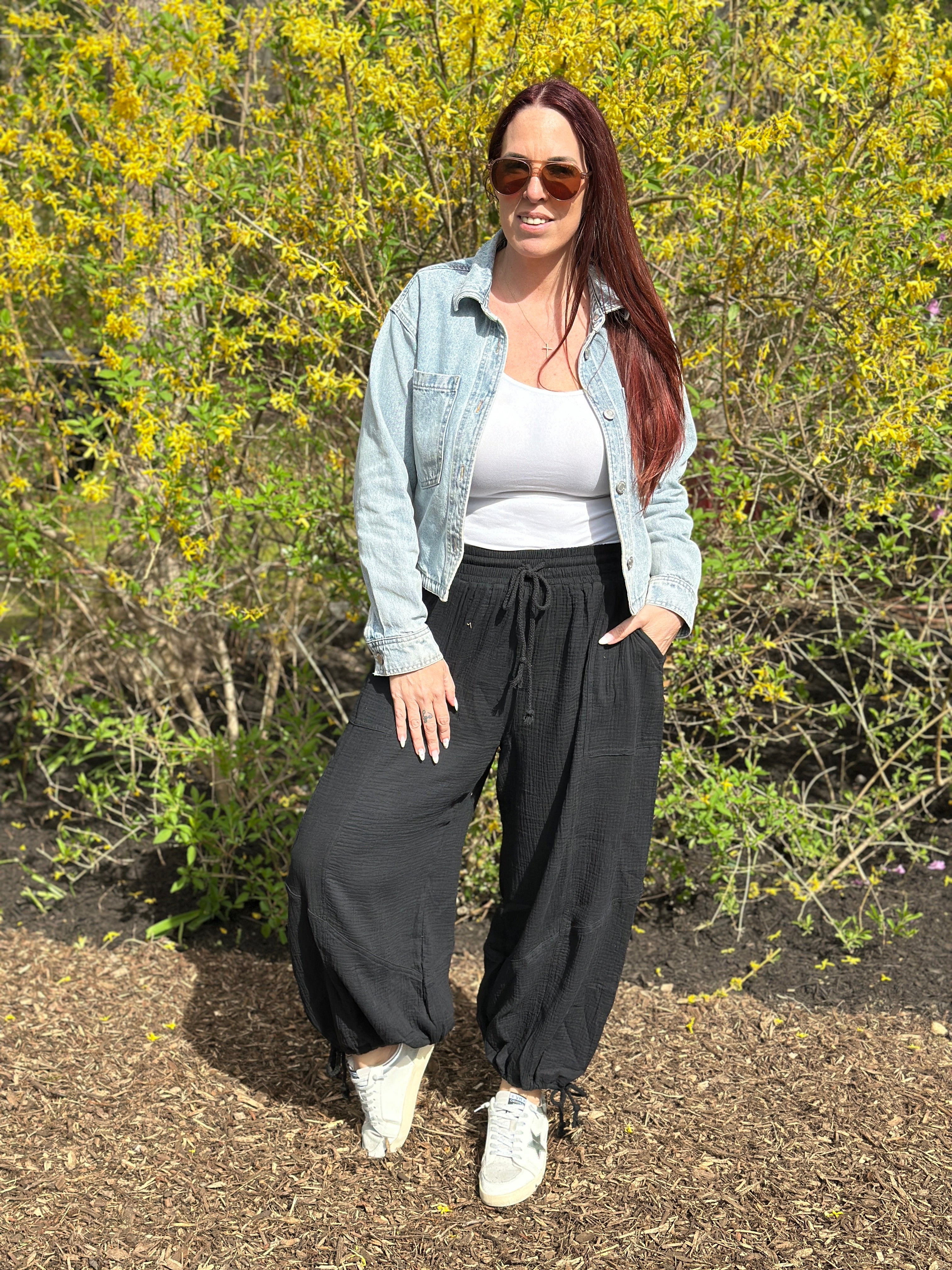 Gauze Cargo Barrel Pants