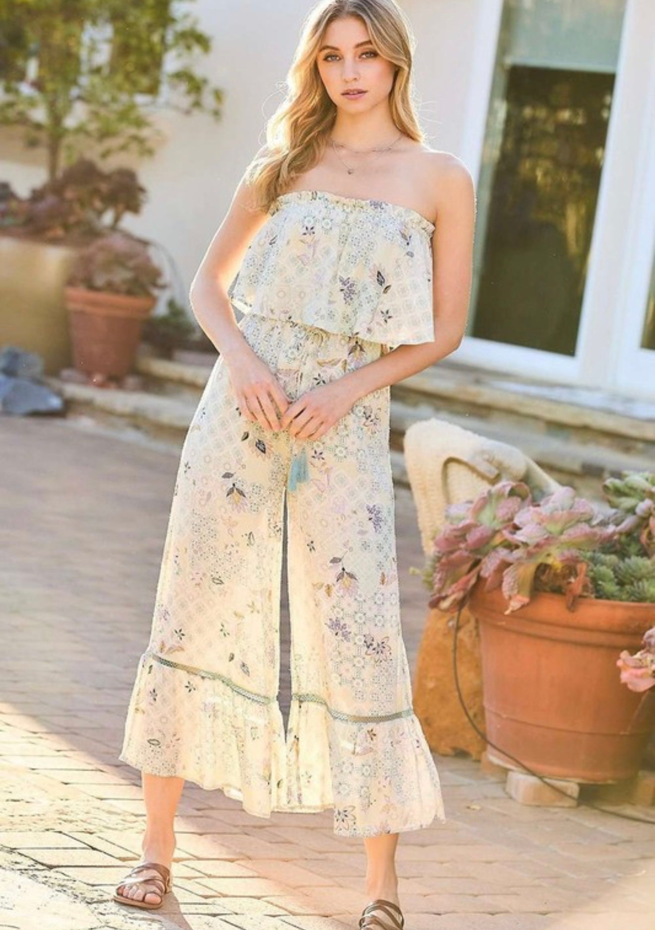 Strapless Lace Trim Jumpsuit