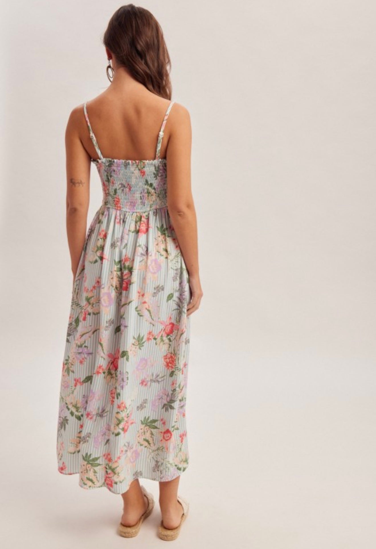 Floral Print Stripe Maxi Dress