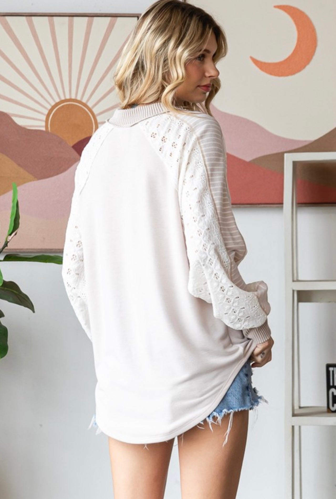 Lace Detail V Neck Top