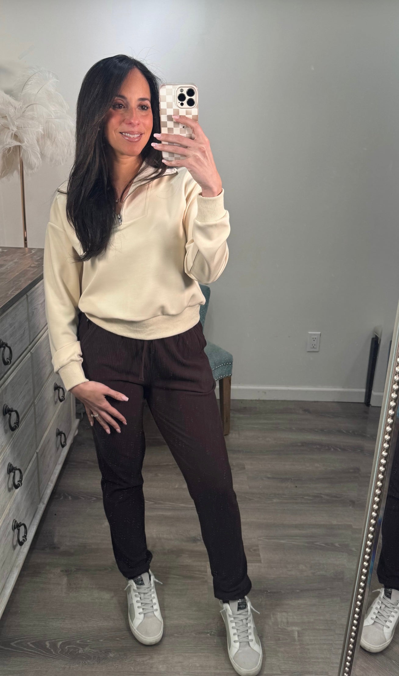 Soft Brushed Rib Sweatpant - Brown