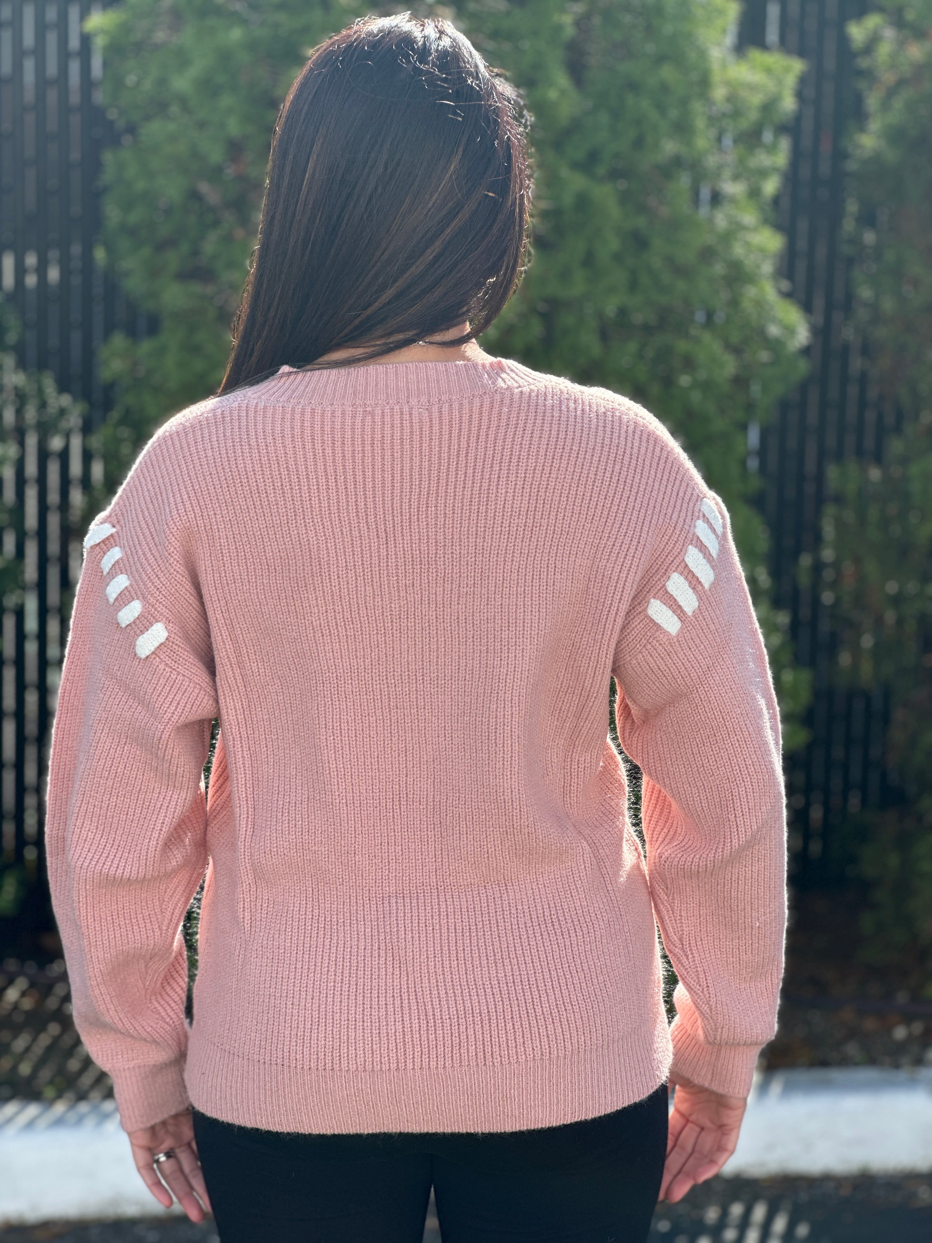 Dusty Pink Sweater with Tie Detail