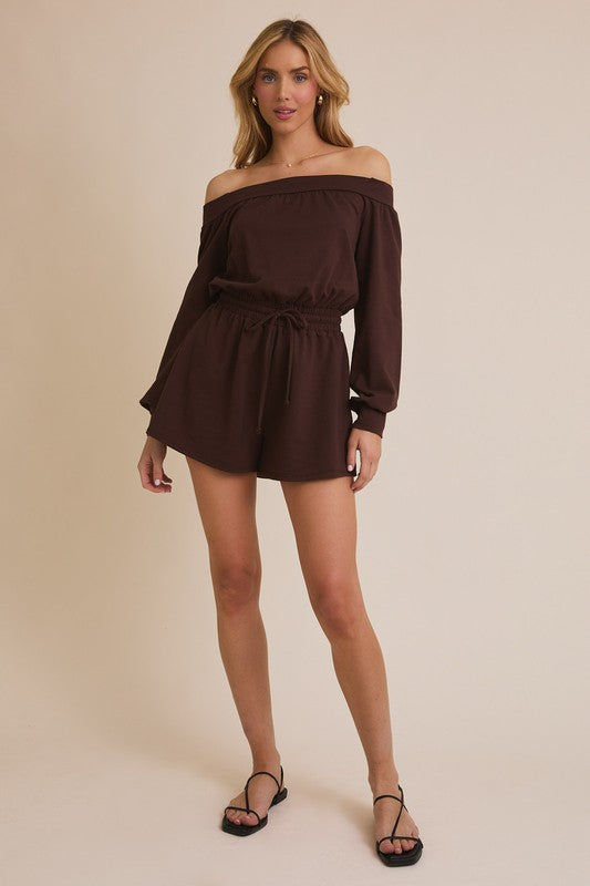 Off The Shoulder Long Sleeve Romper