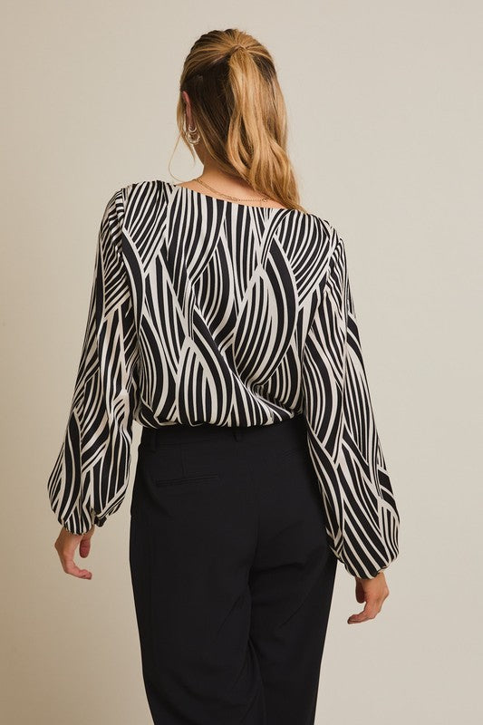 Black & White Surplice Bodysuit