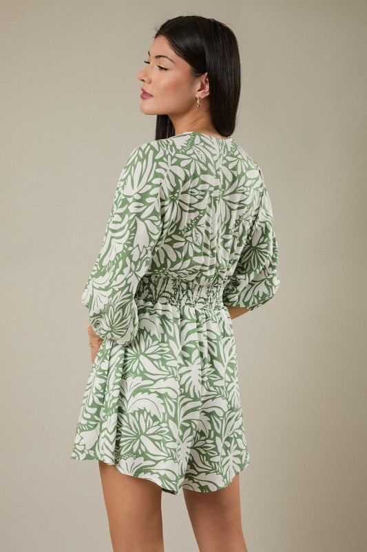 V Neck Kimono Sleeve Romper