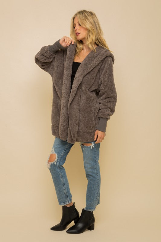 Grey Sherpa Hooded Jacket
