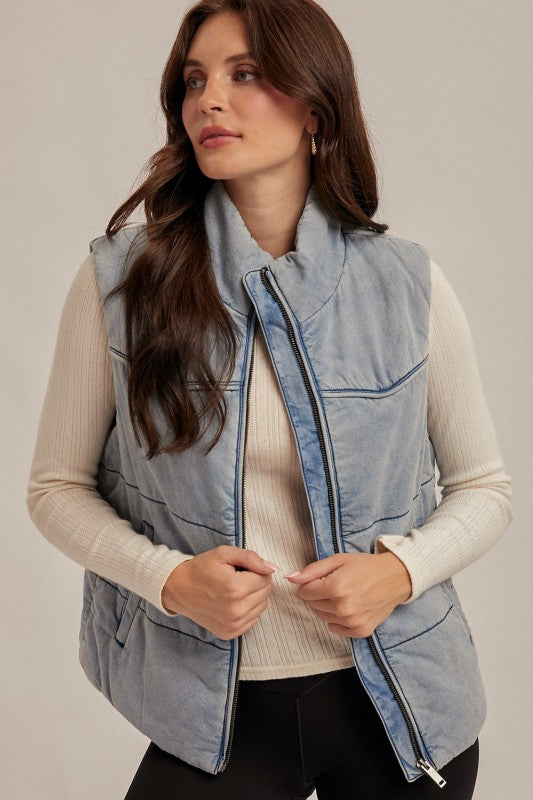 Denim Puffer Vest