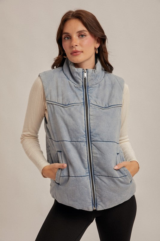 Denim Puffer Vest