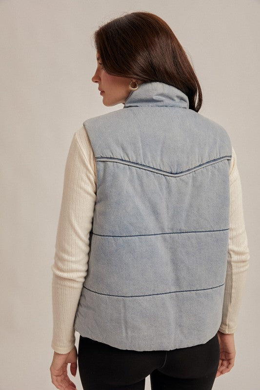 Denim Puffer Vest