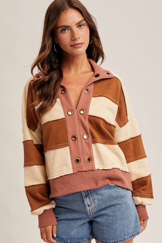 Striped French Terry Pullover