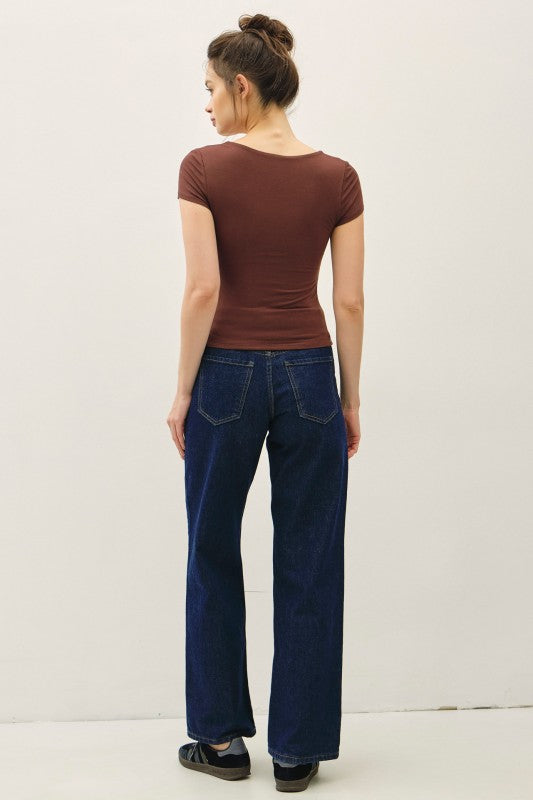 Square Neck Tee - Dark Chocolate